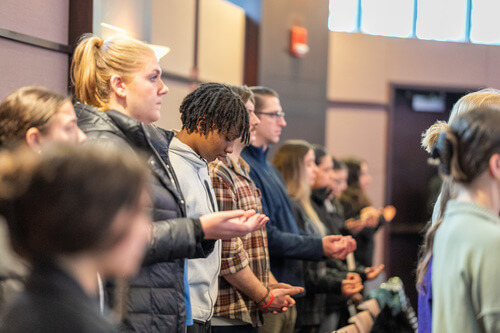 Students at mass