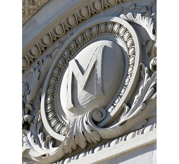 M relief at McCabe Hall