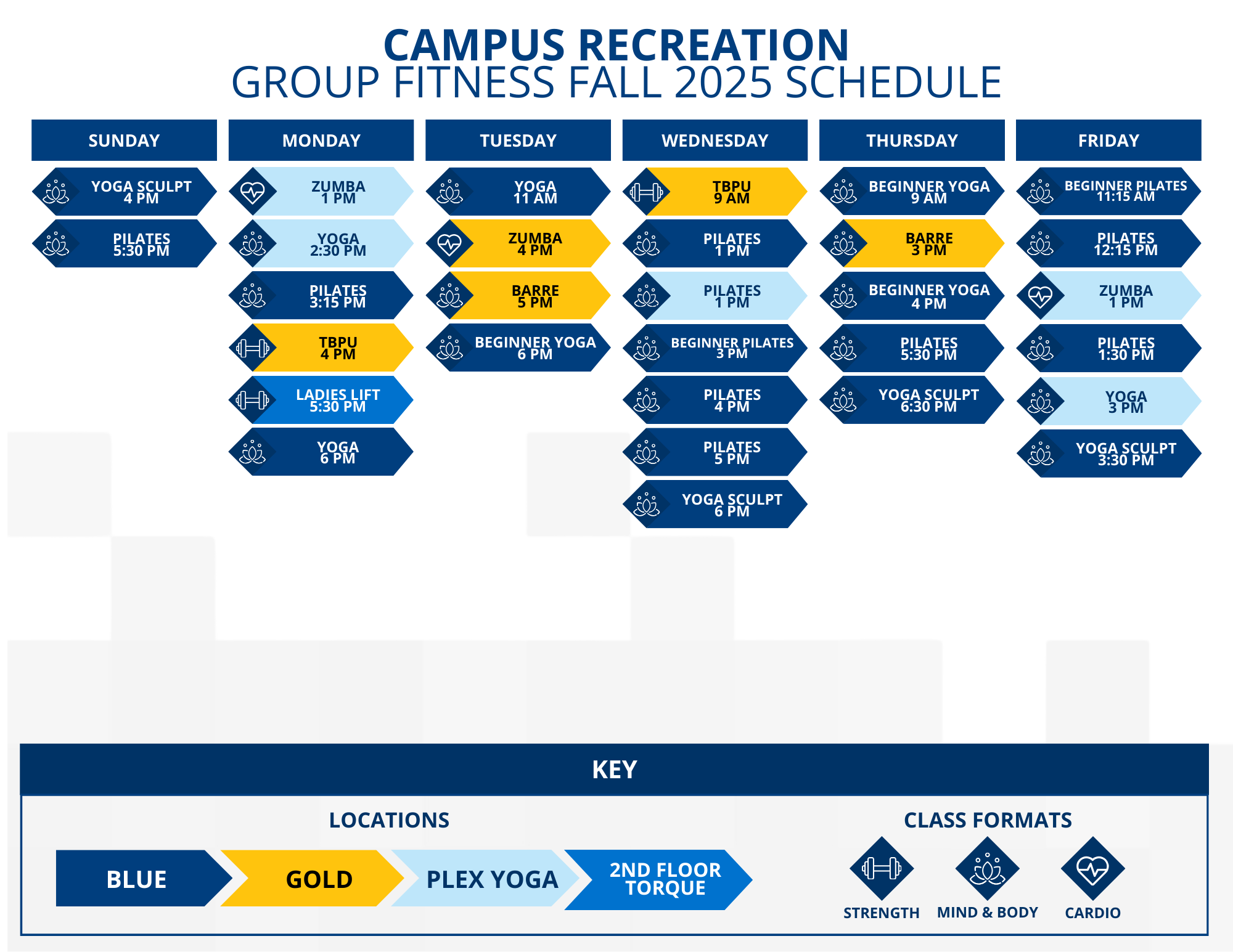 Group Fitness Fall 2025 Schedule