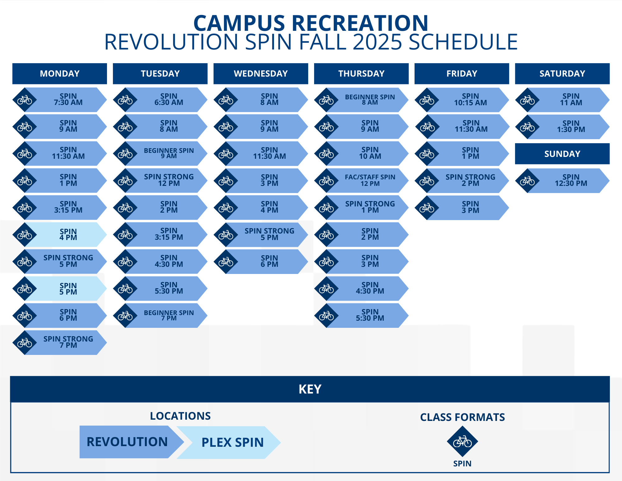 Spin Fall 2025 Schedule