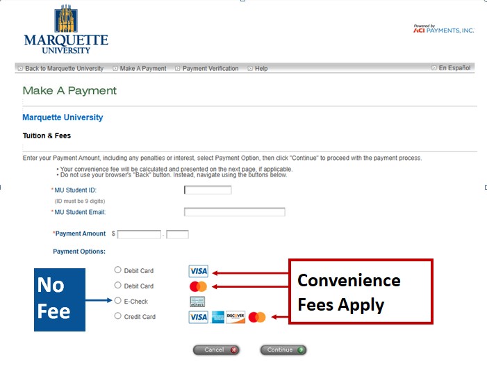 Official Online payment home page 