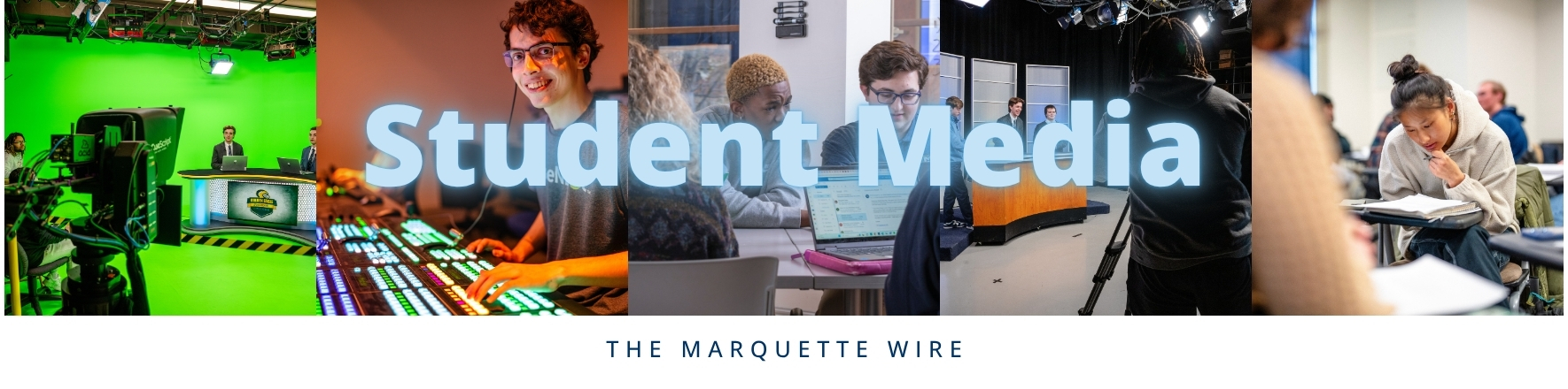 Images of students participating in student media activities