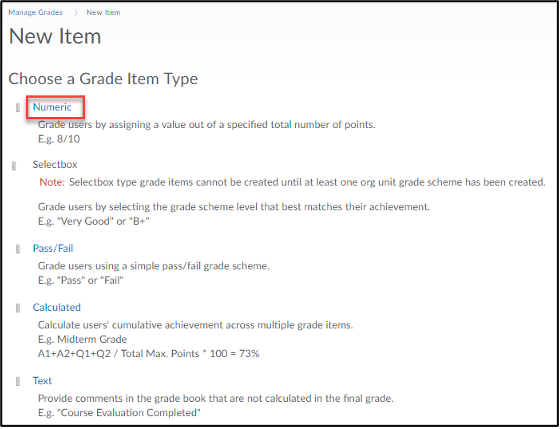 Grade item