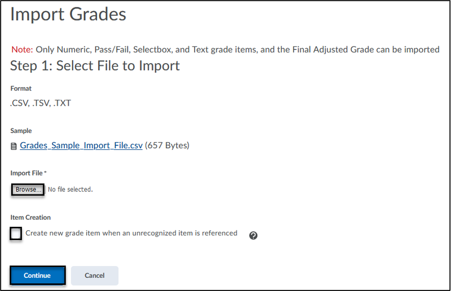 Import grades