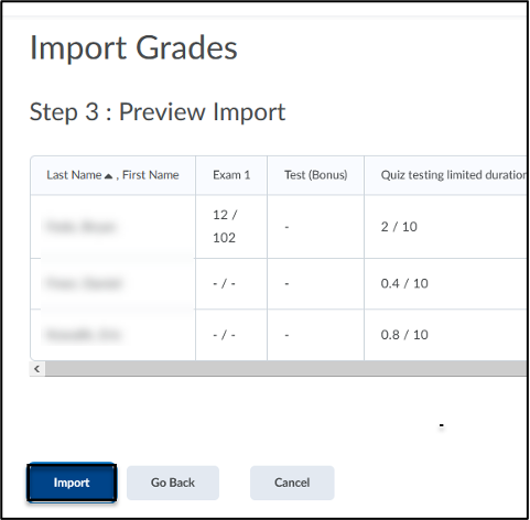 Import grades