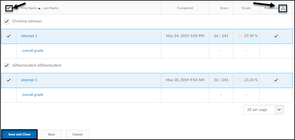 Publish grades