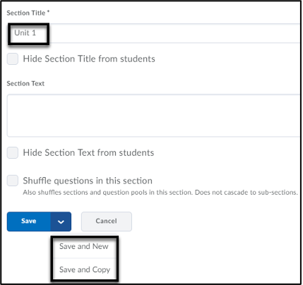 New question section