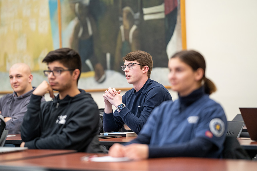 Students in a class on the Marquette University campus