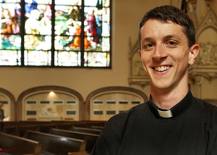 Newly ordained Jesuit at Gesu Church