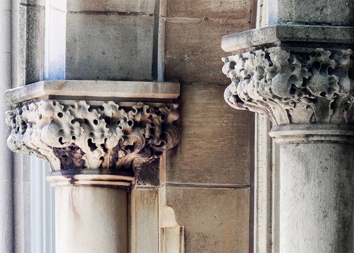 Columns at the entrance to Johnston Hall    