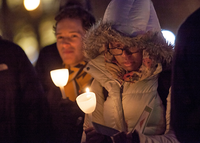 Students with candles at Westowne Square