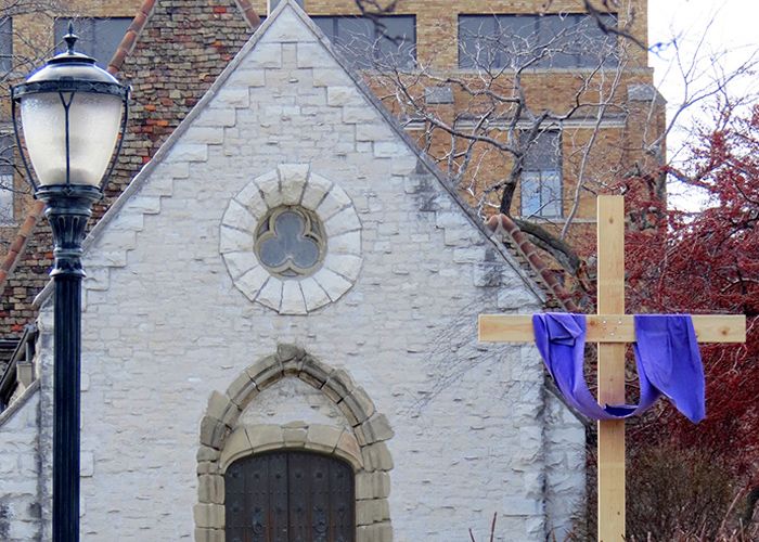 St. Joan of Arc Chapel with Lenten cross