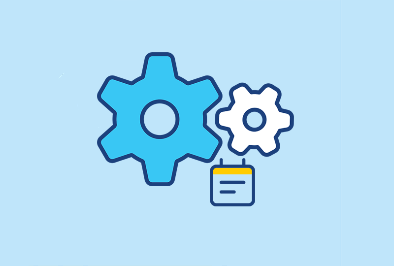 Two gears and a calendar