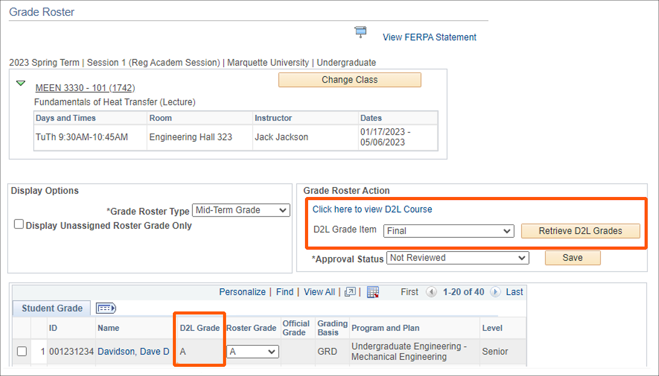 D2L Grades into CheckMarq