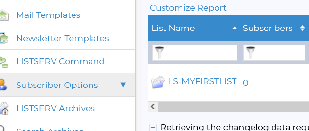 Select List Management > Subscriber Management