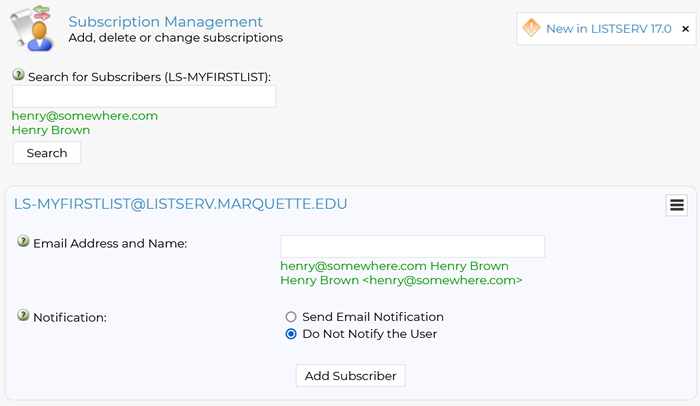 Select List Management > List Reports > Subscriber Reports.