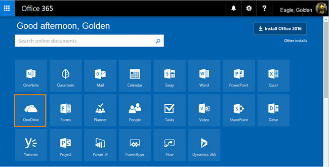 Select OneDrive.