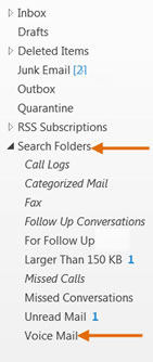 Scroll down to Search Folders > Voice Mail.
