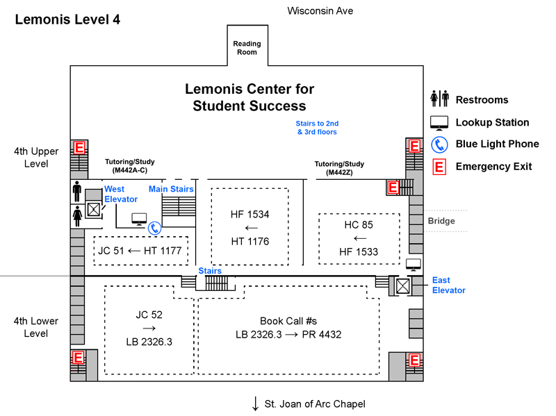 Map of Lemonis Center for Student Success, 4th floor