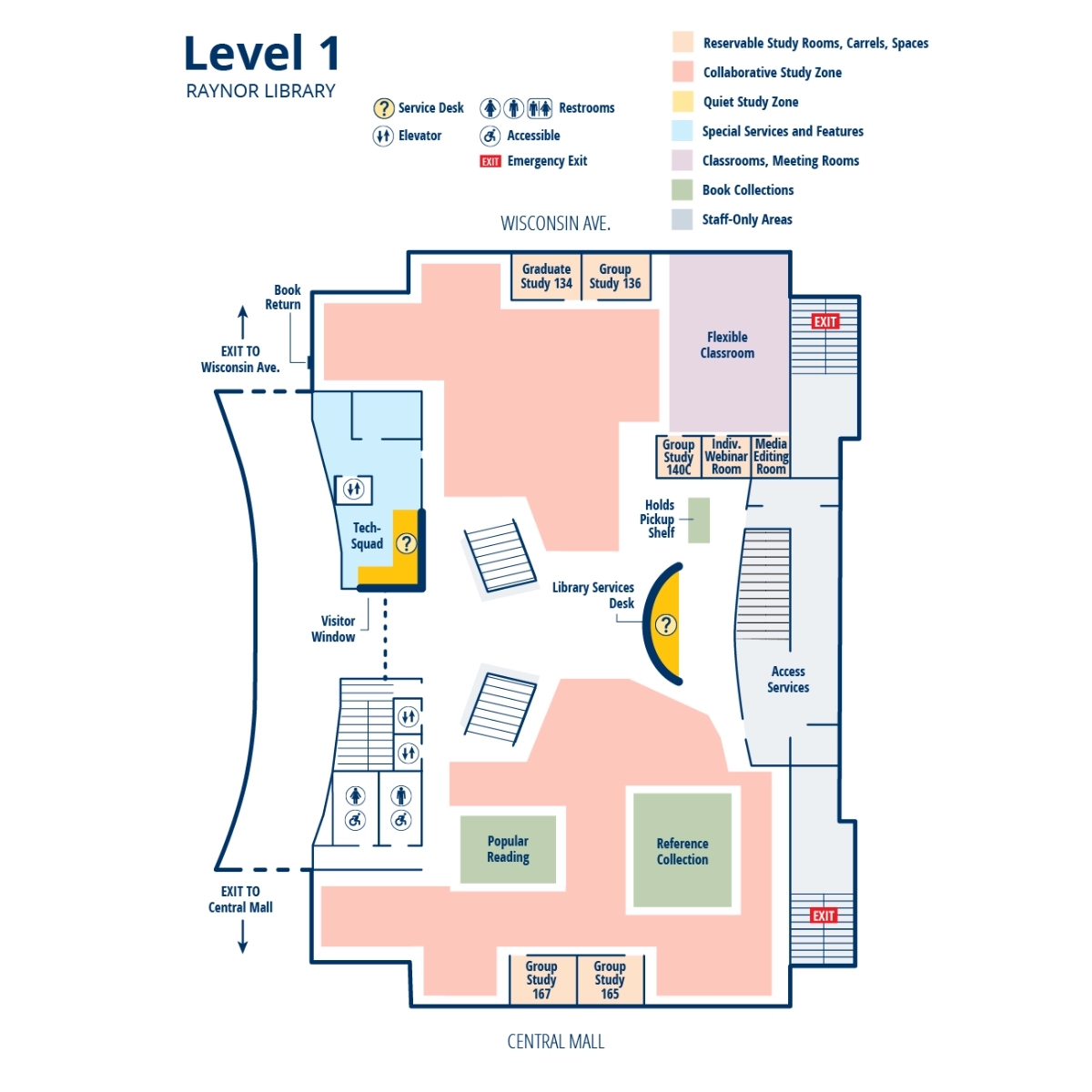 First floor of Raynor Library