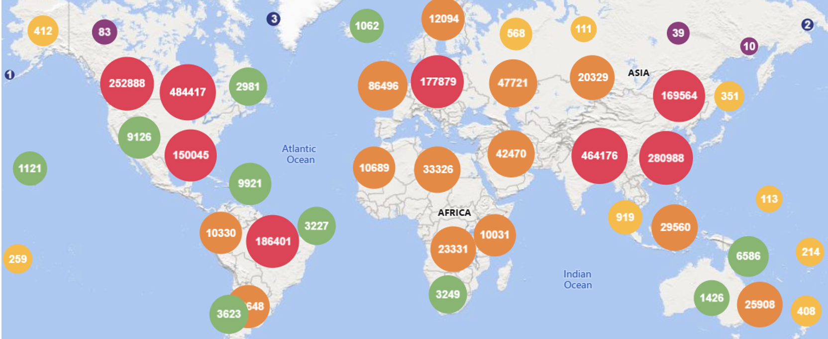 data visualization map showing numbers of downloads in each country for 2025