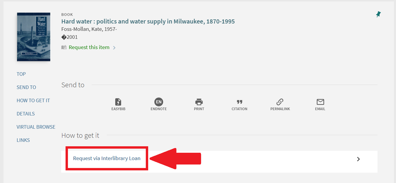 Screenshot of Request via Interlibrary Loan link