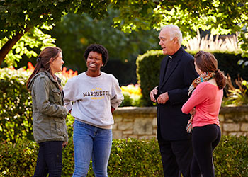 Father with students