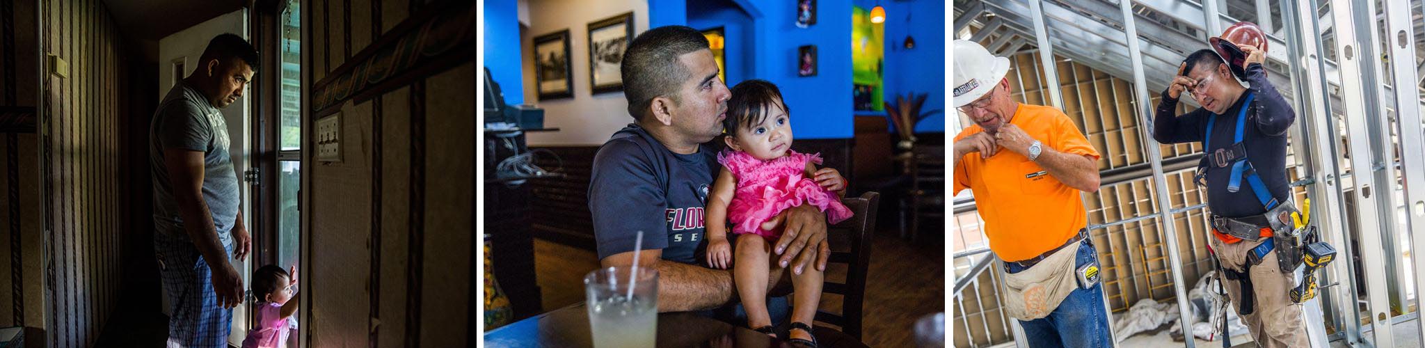 Images of immigrant man in Florida working and spending time with family