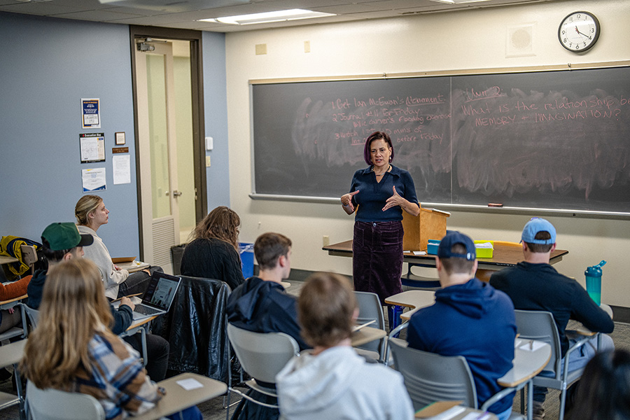 A professor teaching a class at Marquette University