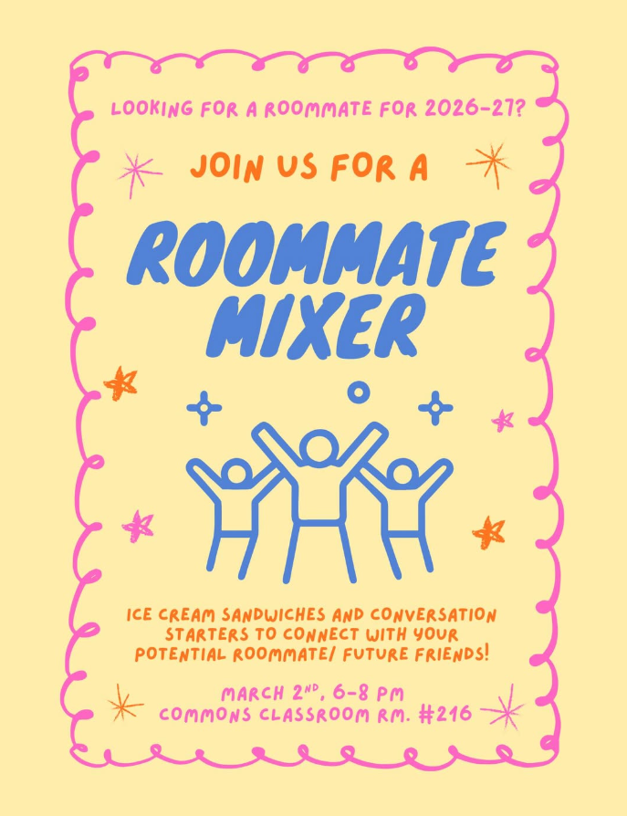 poster for the roommate mixer