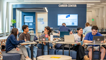 students infront of the career center