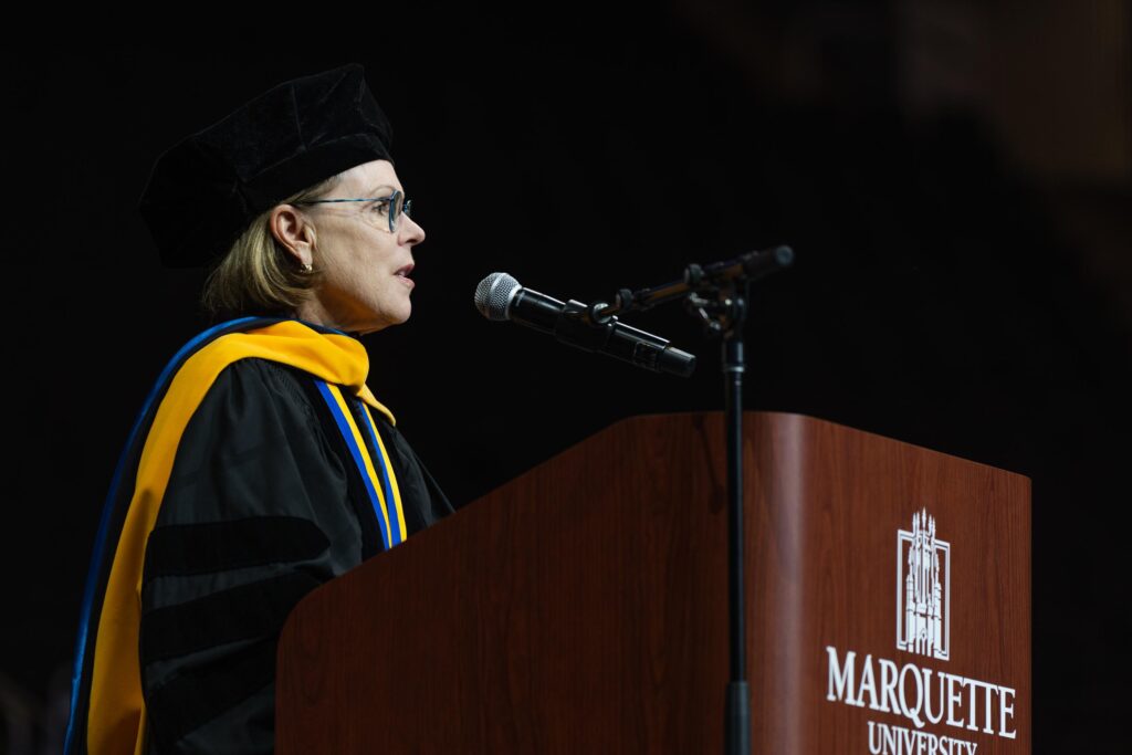 Peggy Troy addresses Marquette University's Class of 2019 