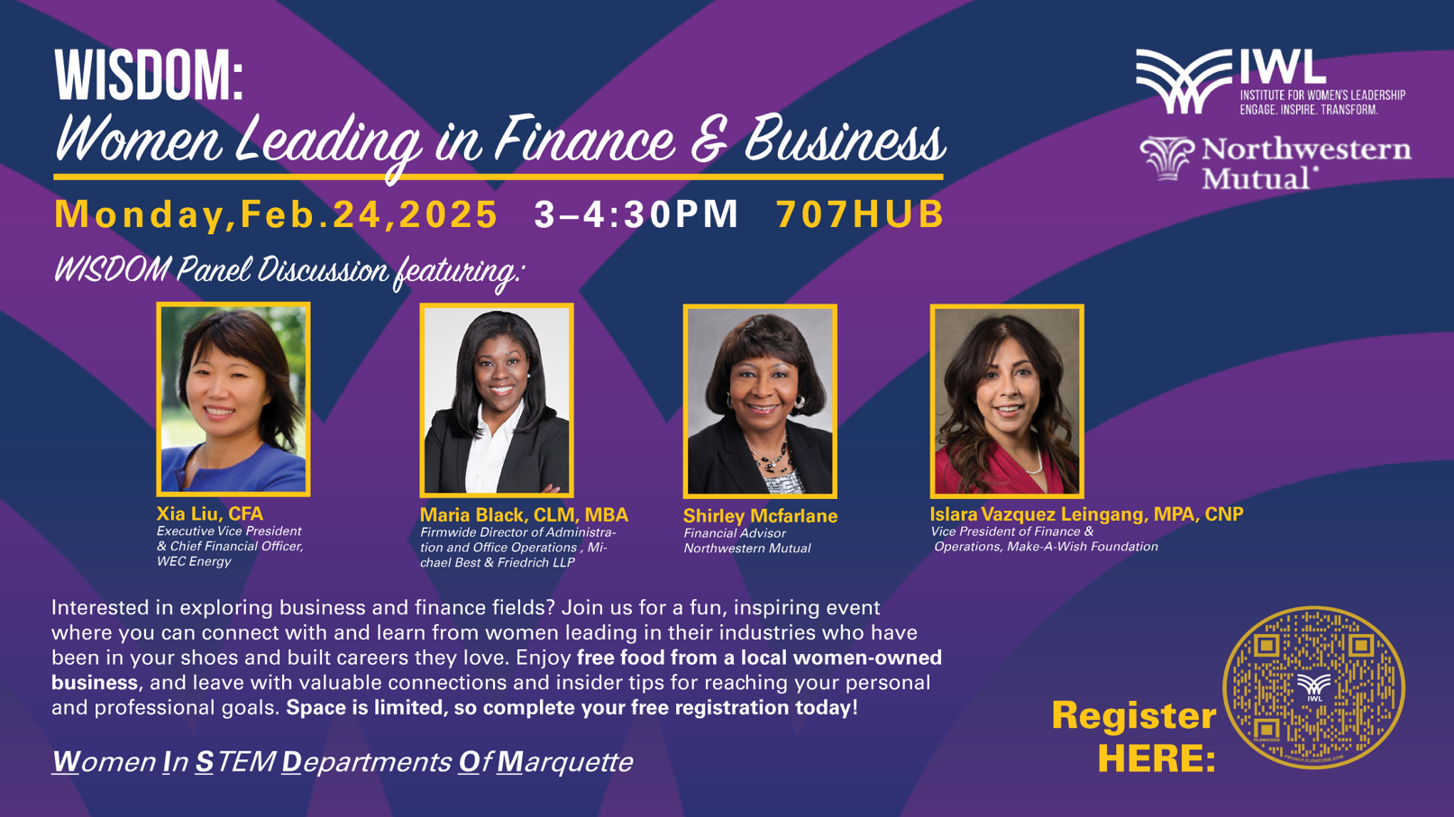 Flyer of WISDOM: Women in Business and Finance Event